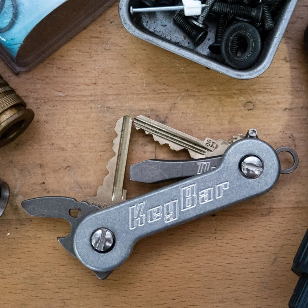 Black Carbon Fiber and Silver Titanium Key Holder by KeyBar